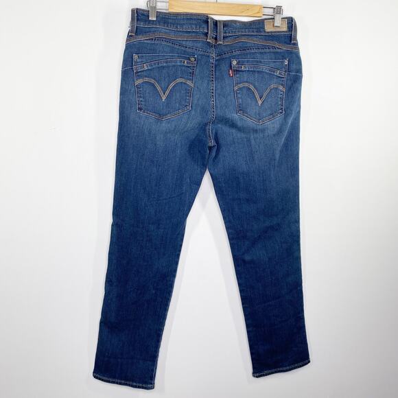 Levi's Flatters & Flaunts Skinny Leg Dark Wash Blue Jeans Womens Size 14 32 x 32 - Picture 2 of 11
